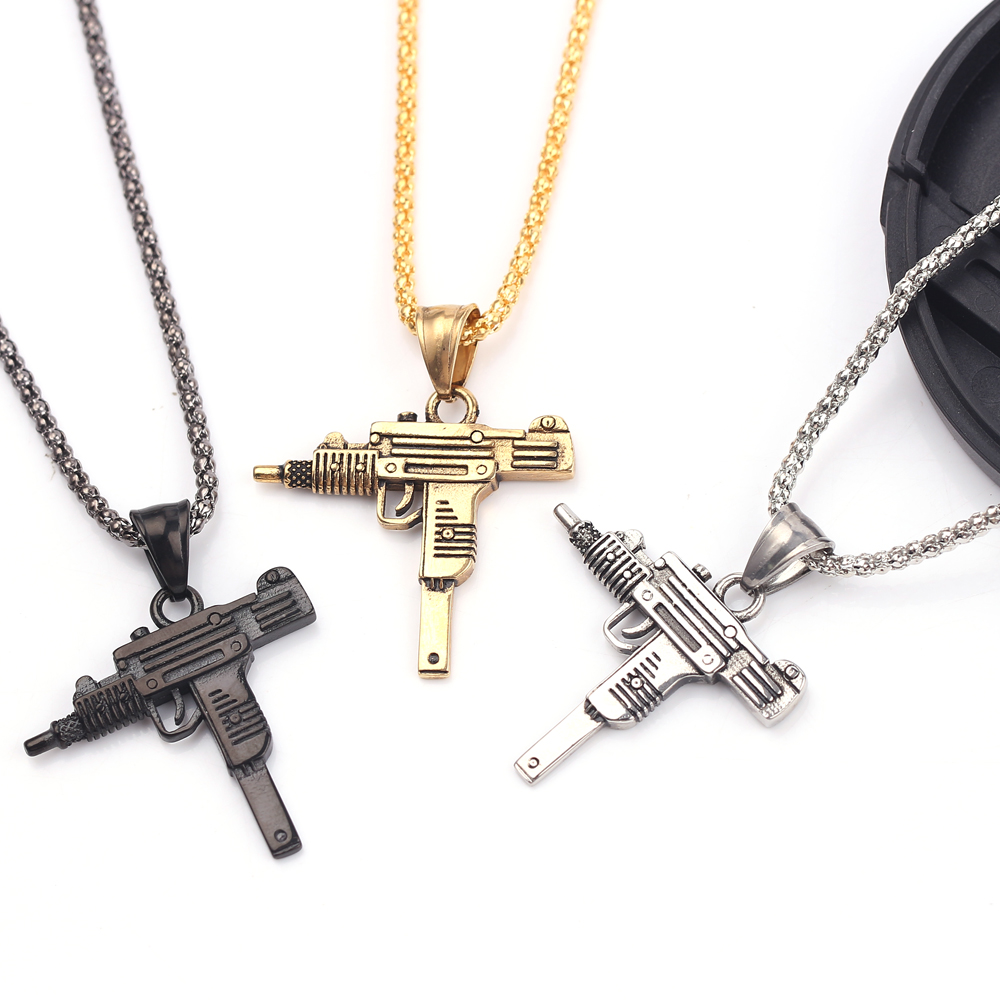 Street Fashion Jewelry - Punk Uzi Pistolen-Maschinengewehr Halskette Anhänger -