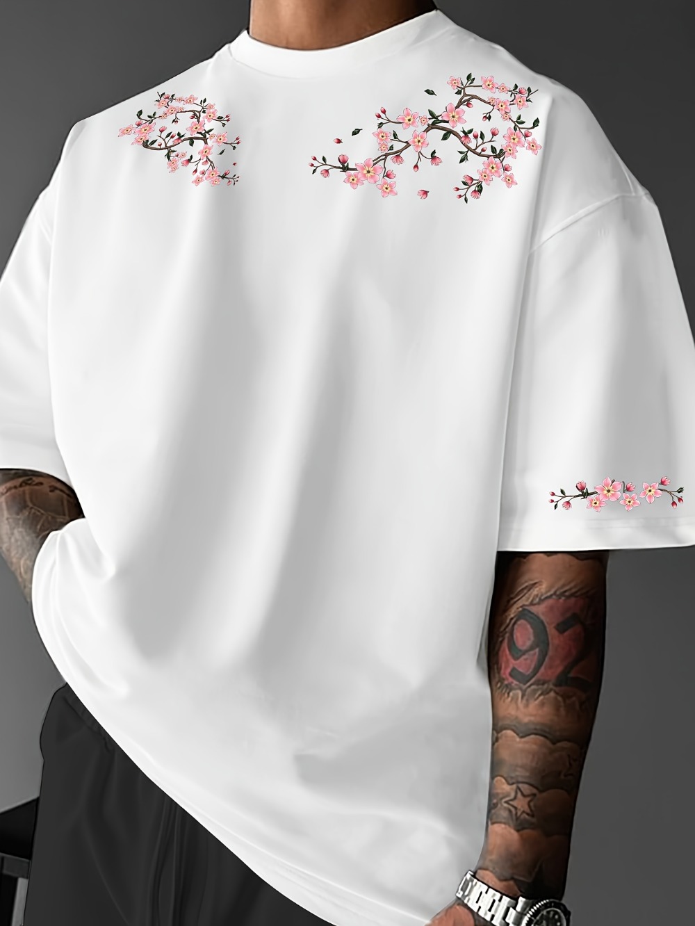 Street Fashion In Japanese - Japanisches Harajuku-T-Shirt mit Kirschblüten-3D-Druck, atmungsaktiv, schnell