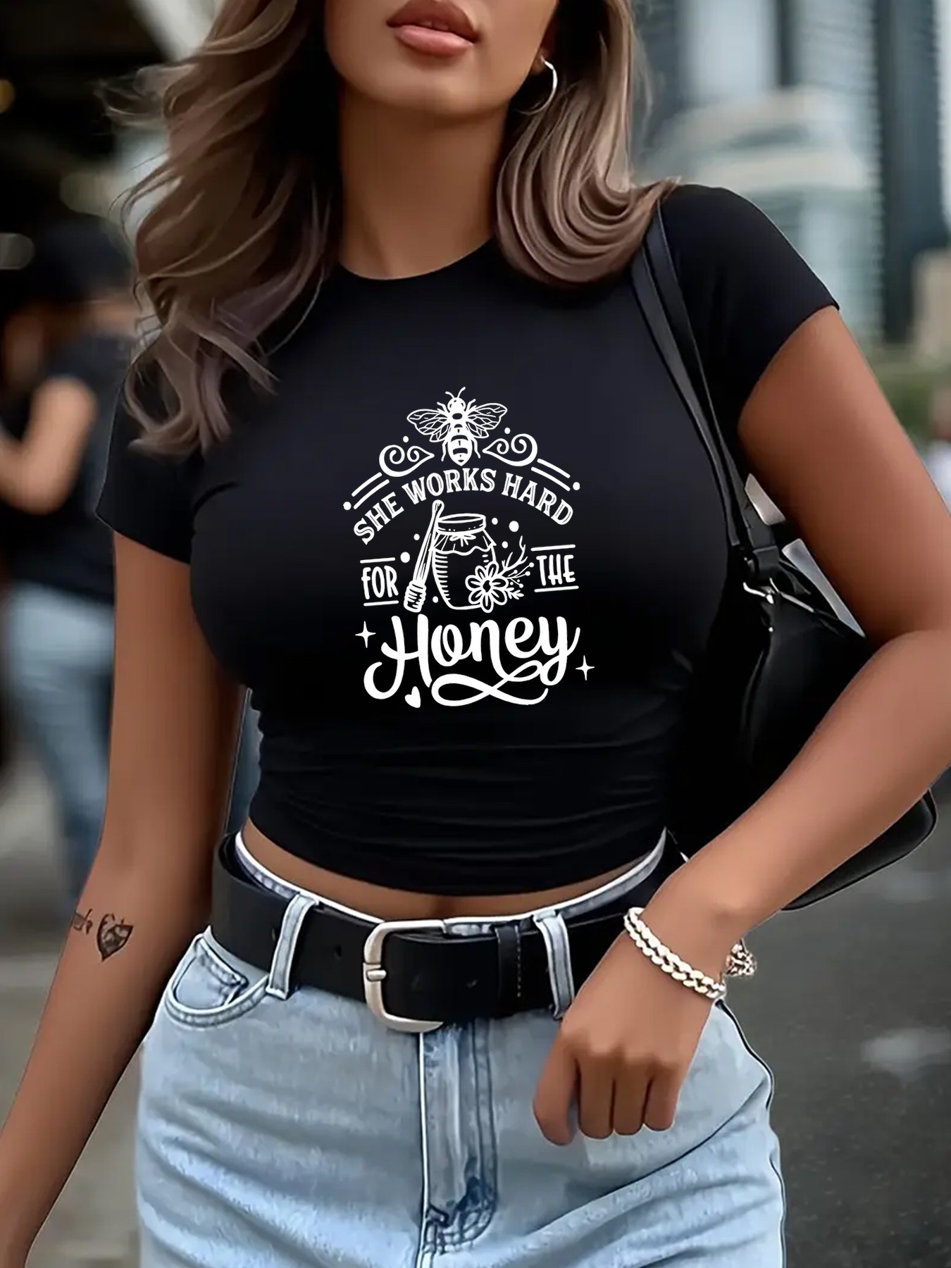 Fashion Street Yoga - Modisches, trendiges Damen-Oberteil mit Bienen- und