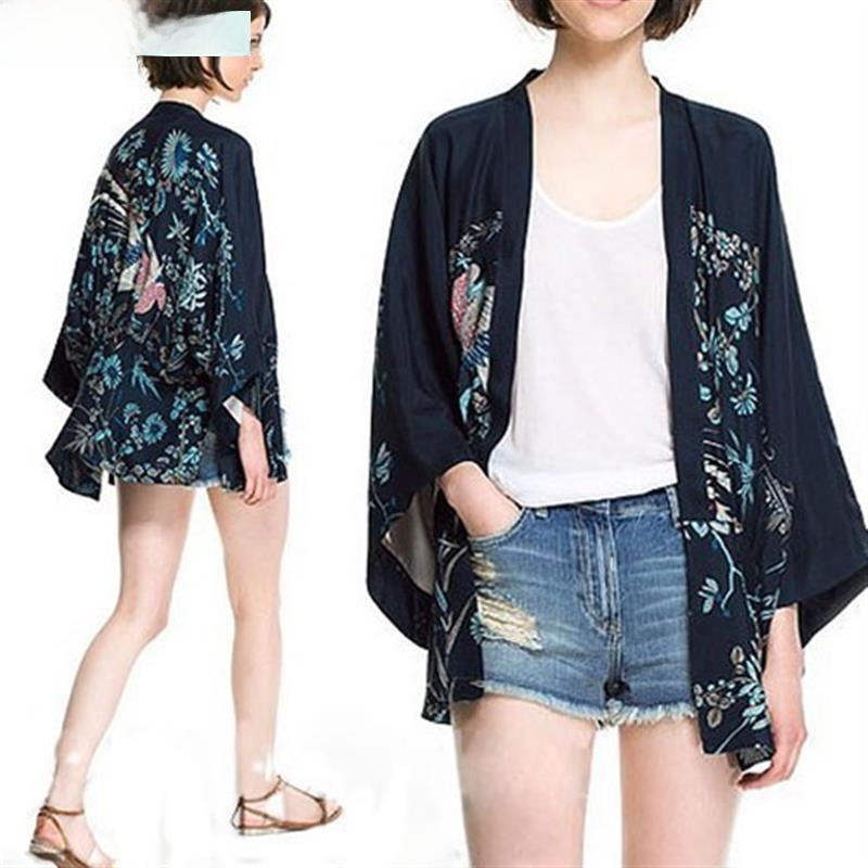 Street Fashion Kimono - Damen Seiden-Kimono Cardigan im Street-Style mit