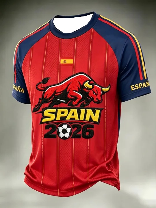 Street Fashion In Spain - Spanien Fußball-Fan T-Shirt Kurzarm Atmungsaktiv Schnelltrocknend