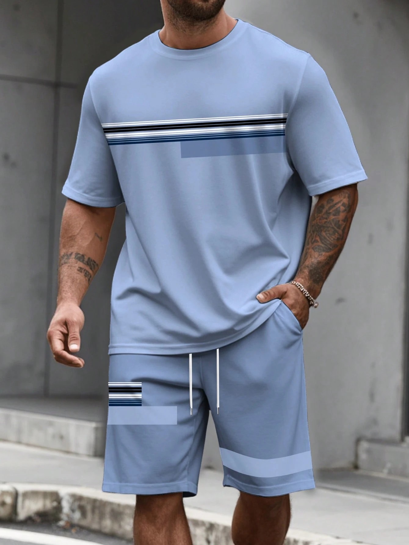 Street Fashion Summer 2026 - 2026 Sommer Neues Herren Kurzarm-Shorts-Set mit