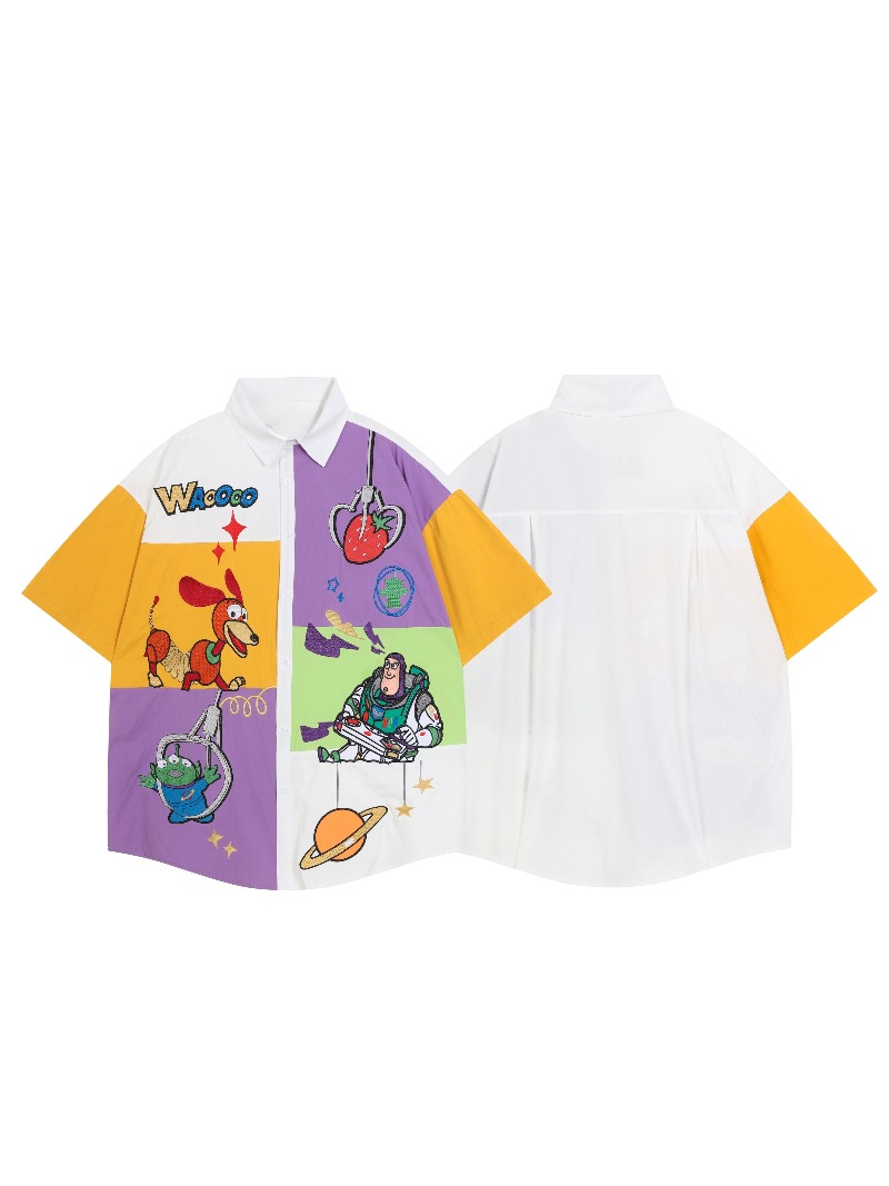 Street Fashion Couple - Toy Story Farbblockiertes Freizeithemd im Eltern-Kind-Stil
