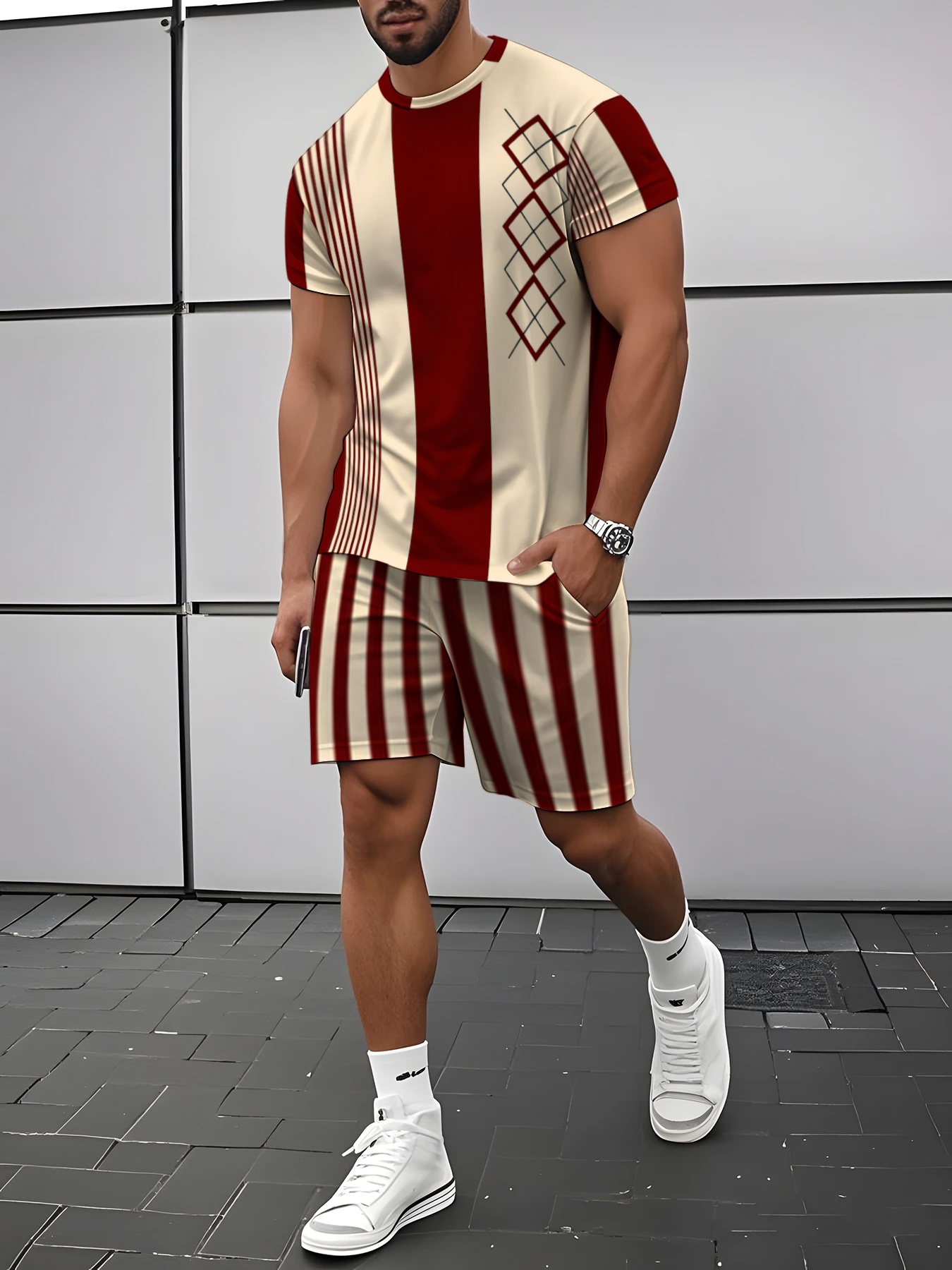 Street Fashion Summer 2026 - 2026 Sommer Neues Herren Kurzarm-Shorts-Set -