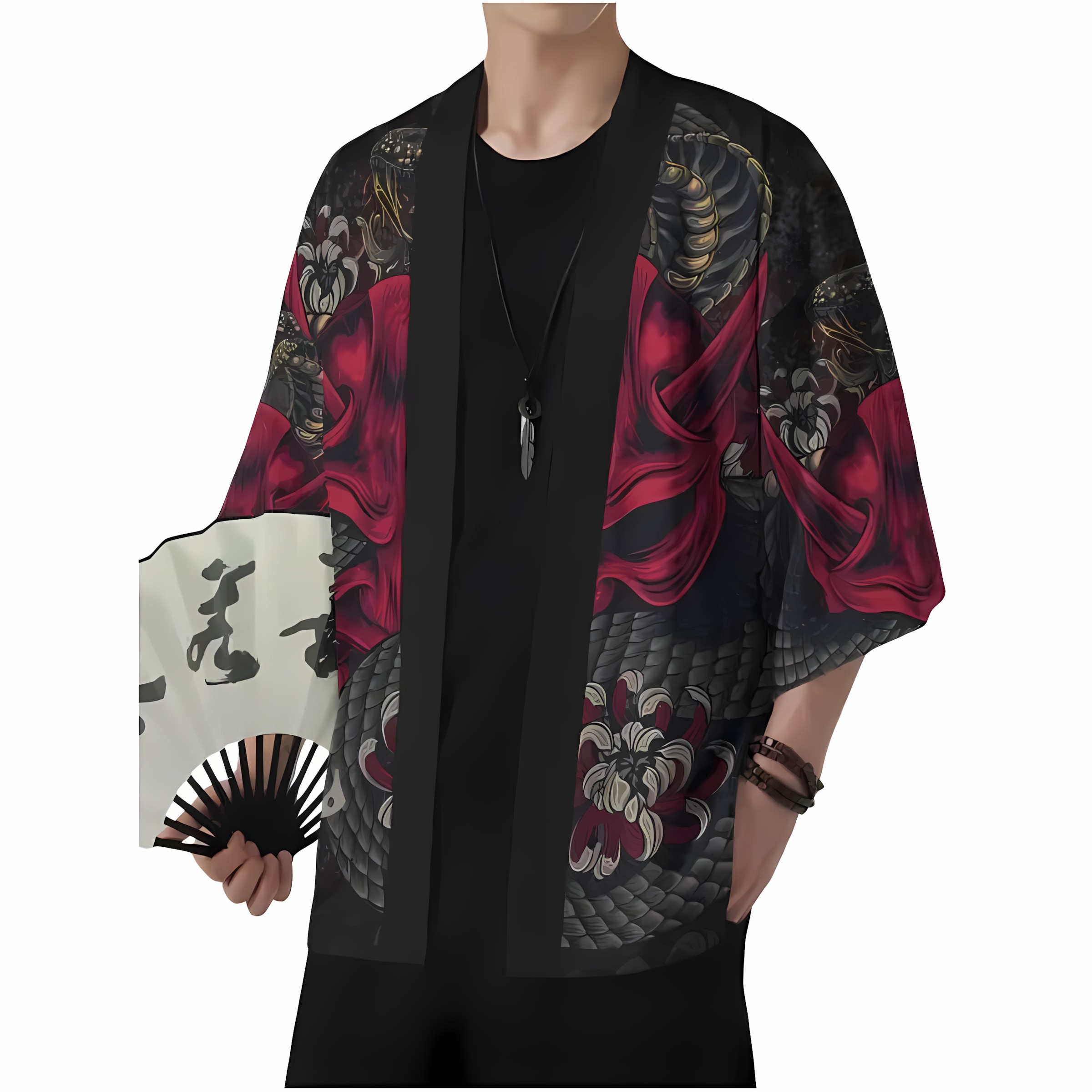 Street Fashion Kimono - 2026 Sommer Neue Herren-Kimono mit 3D-Chinesischer-Schriftmuster-Druck