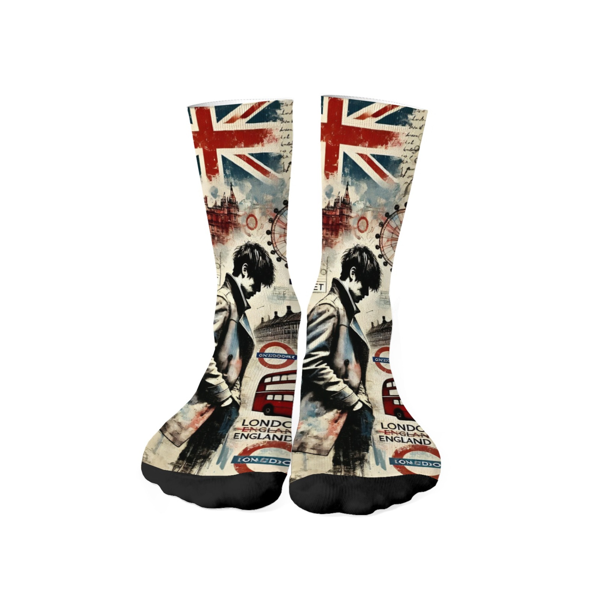 Street Fashion In London - London Melancholic Boy Print Herren-Socken bis