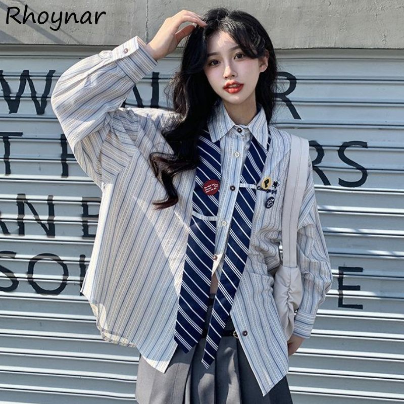 Street Fashion In Japanese - Gestreiften Shirts Frauen Baggy Preppy Süße