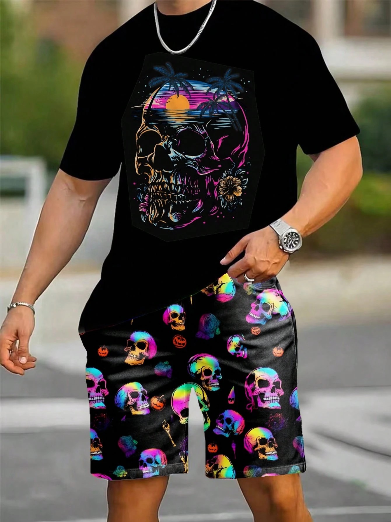 Street Fashion Summer 2026 - 2026 Sommer Neues Herren Kurzarm-Shorts-Set mit