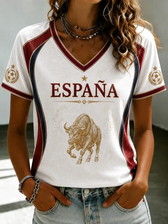 Street Fashion In Spain - Spanien Fußball-Fan T-Shirt mit Ärmeln Atmungsaktiv