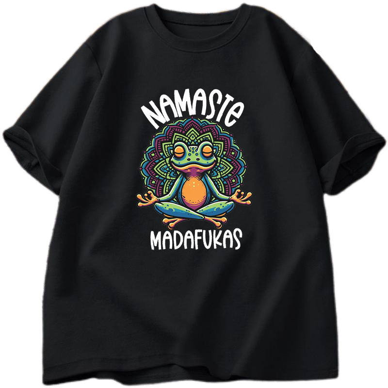 Fashion Street Yoga - Lustiges Yoga-T-Shirt, Froschmuster-T-Shirt zur Selbstpflege, kurzärmelig,