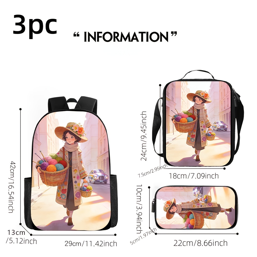 3-teiliges 2D-Flachrucksack-Se – Street Fashion China Beautiful Girls Bewertung und Preis